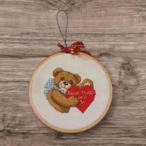 Bear Hugs Cross-Stitch Hoop Art